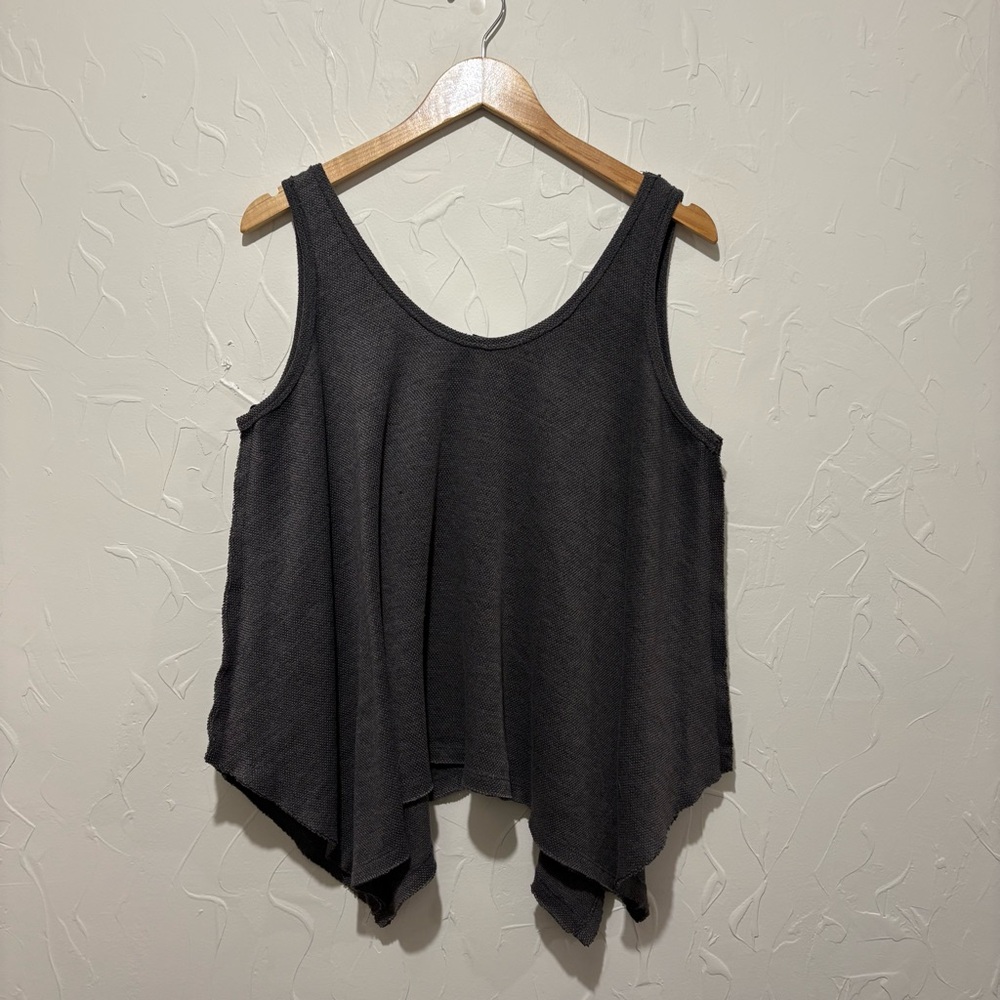 Heyson charcoal oversized drapey raw hem tank top (small)